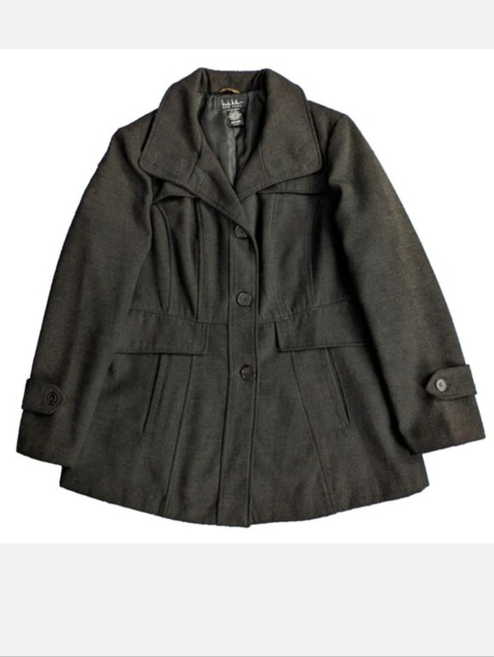 Nicole Miller New York Heavy Single Breasted Women's Black Coat XL